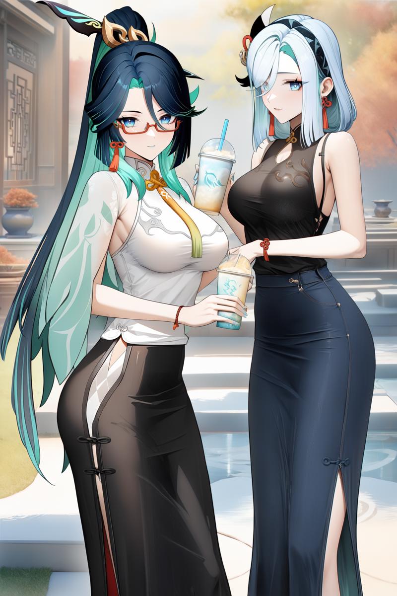 00212-358826144-8k, best quality, masterpiece, (ultra-detailed_1.1), (high detailed skin), __lora_ganshenxian-A3-Tanger-000006_0.8_, 2girls, Xia.png